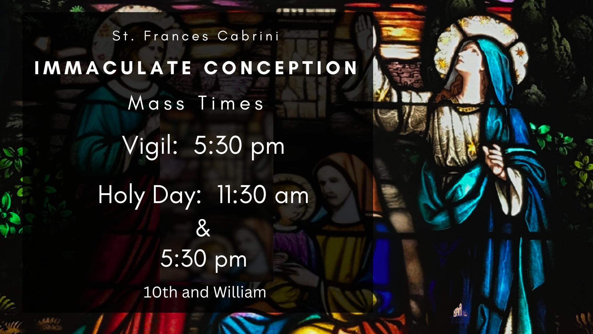 Immaculate Conception December 8th St Cabrini